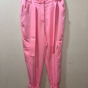 Express High Waisted Belted Cargo Joggers - Pink